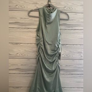 Parker Ruched Maxi Special Occasional Dress in Light Sage Green 4